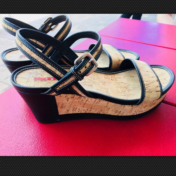 PRADA Women’s Cork Wedges - Picture 1 of 3